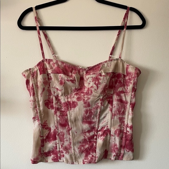 PrettyLittleThing Fuschia tie dye print structured Corset Top UK 14-US Size 10 - Picture 1 of 11